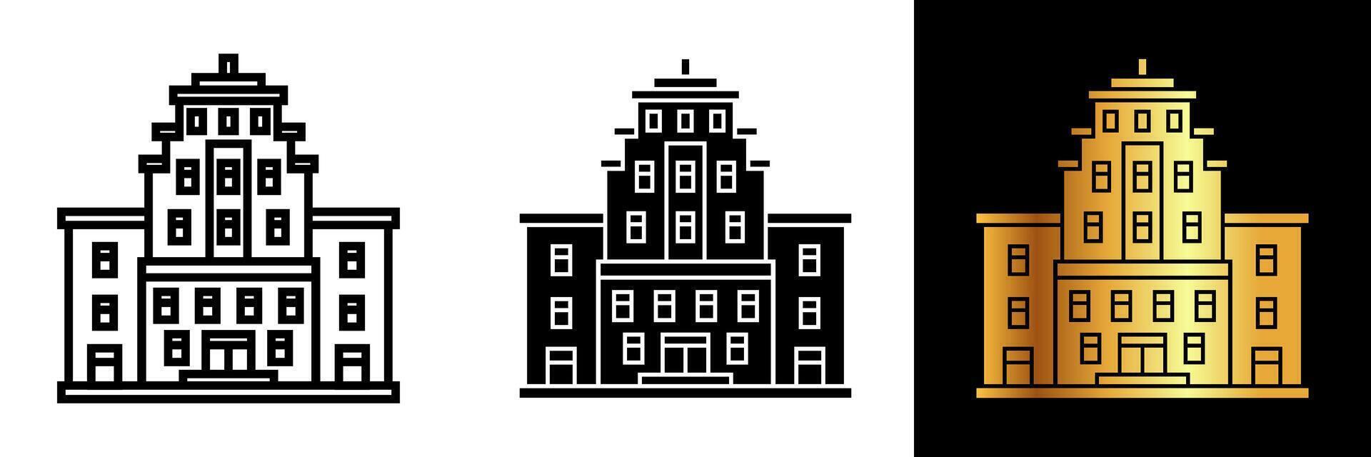 The apartment building icon seamlessly embodies urban living, modern architecture, and the concept of shared residential spaces. Ideal for applications related to real estate and housing. vector