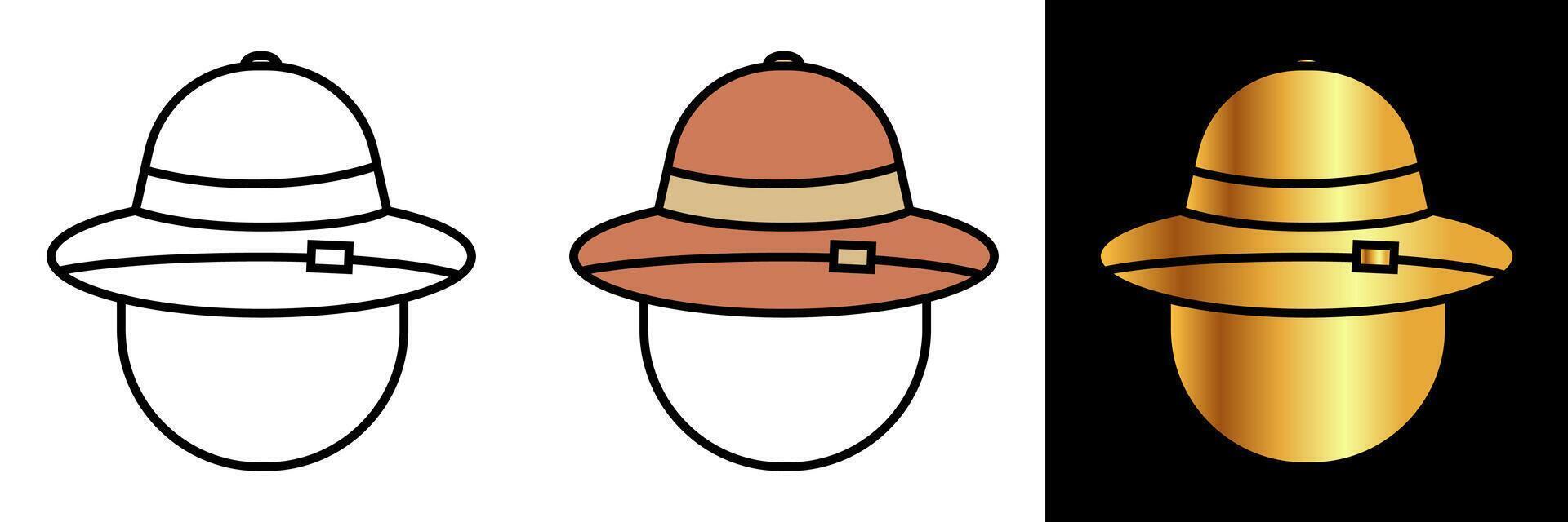 safari sombrero icono, un icono representando un safari sombrero, simbolizando aventura, exploración, y proteccion en el desierto. vector