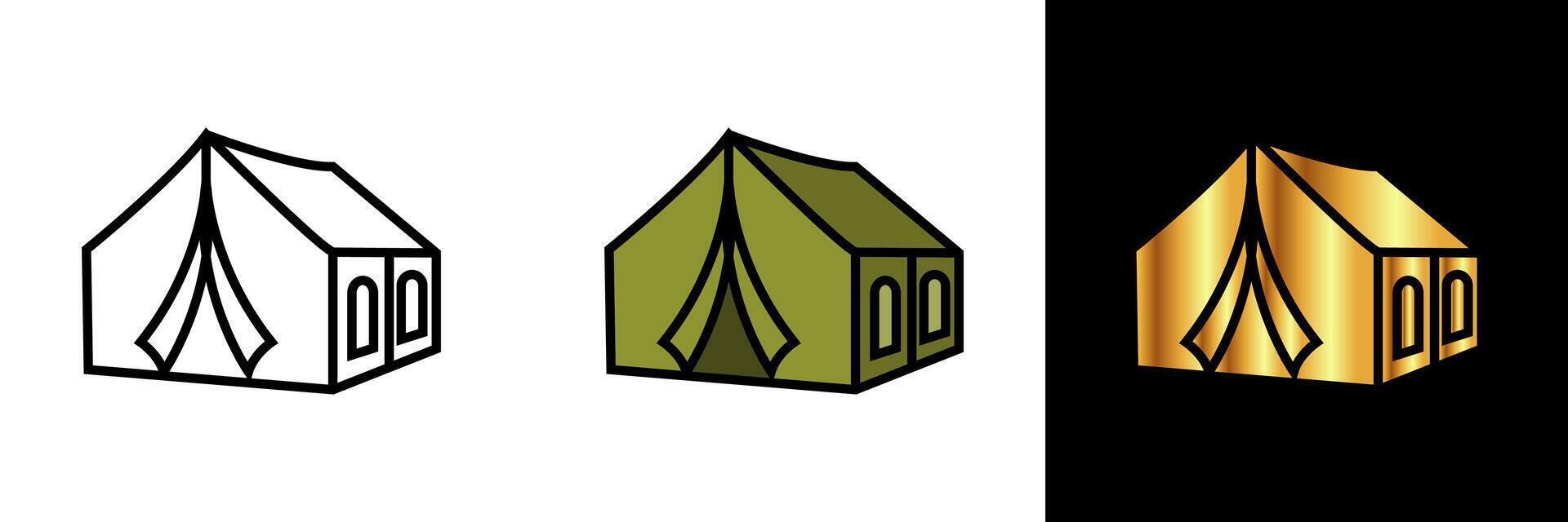 tienda icono, un icono representando un carpa, simbolizando cámping, al aire libre aventura, y abrigo en el desierto. vector