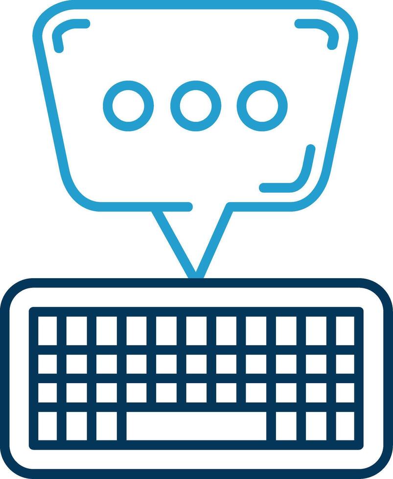 teclado línea azul dos color icono vector