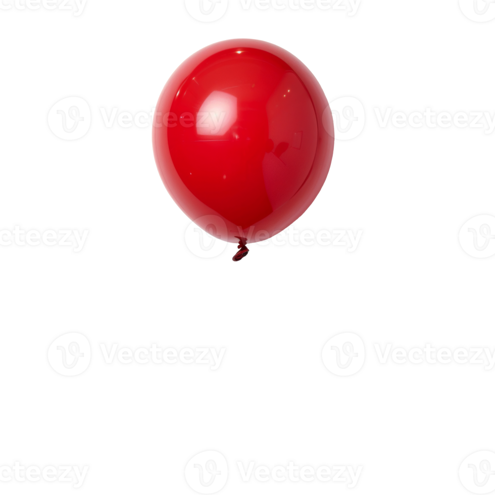 AI generated Shiny red balloon with reflective surface on transparent background - stock png. png
