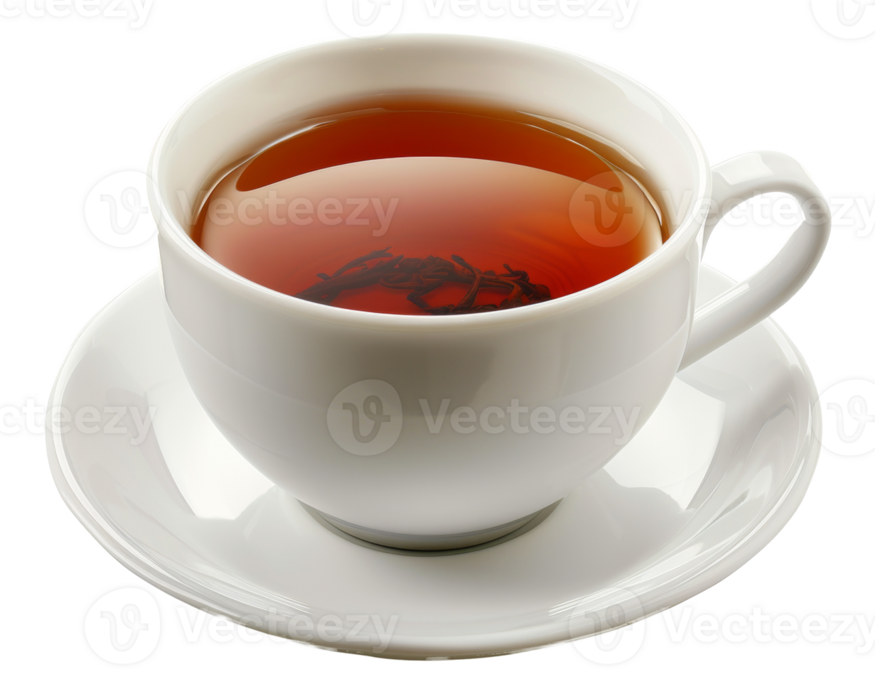 ai generiert Tee im ein Weiß Tasse und Untertasse auf transparent Hintergrund - - Lager png. png