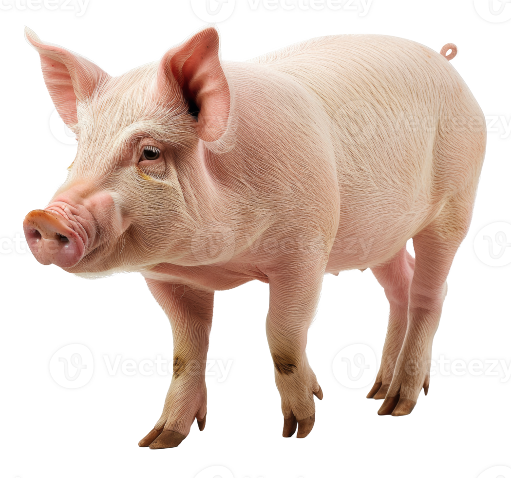 AI generated Young pink piglet on transparent background - stock png. png