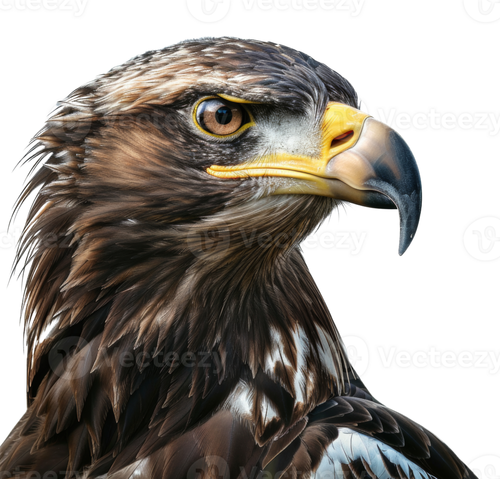AI generated Majestic golden eagle head close-up on transparent background - stock png. png