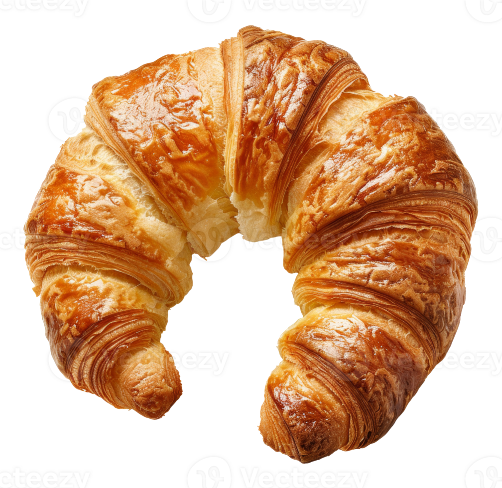 ai gegenereerd gouden croissant Aan transparant achtergrond - voorraad png. png