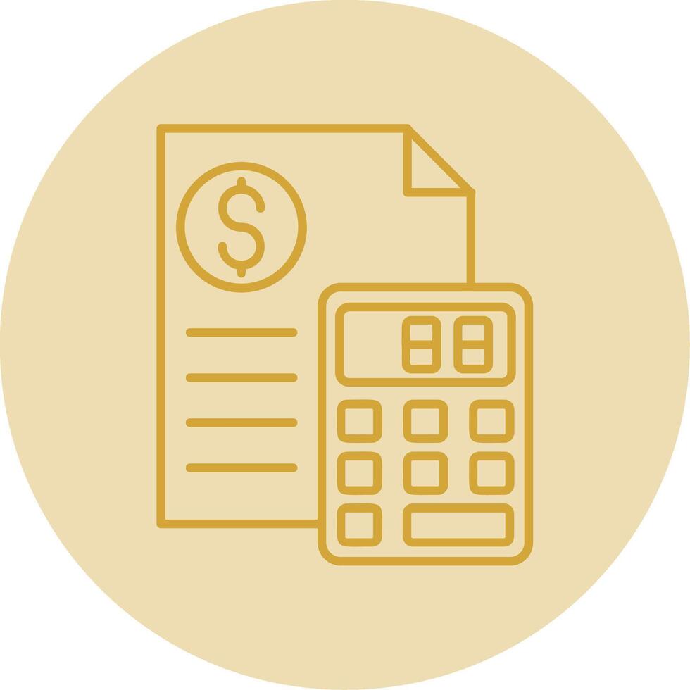 Calculator Line Yellow Circle Icon vector