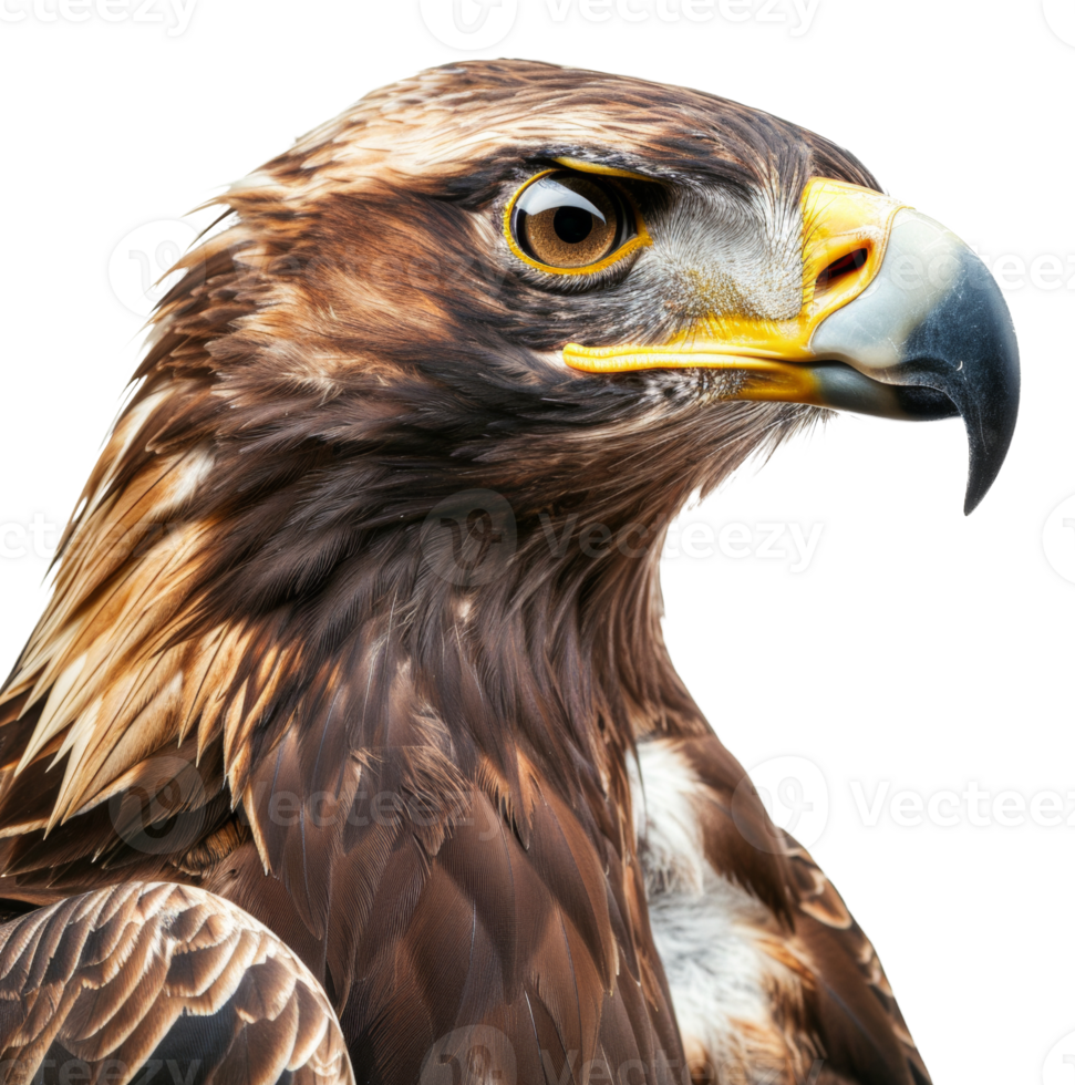 ai genererad majestätisk gyllene Örn huvud närbild på transparent bakgrund - stock png. png