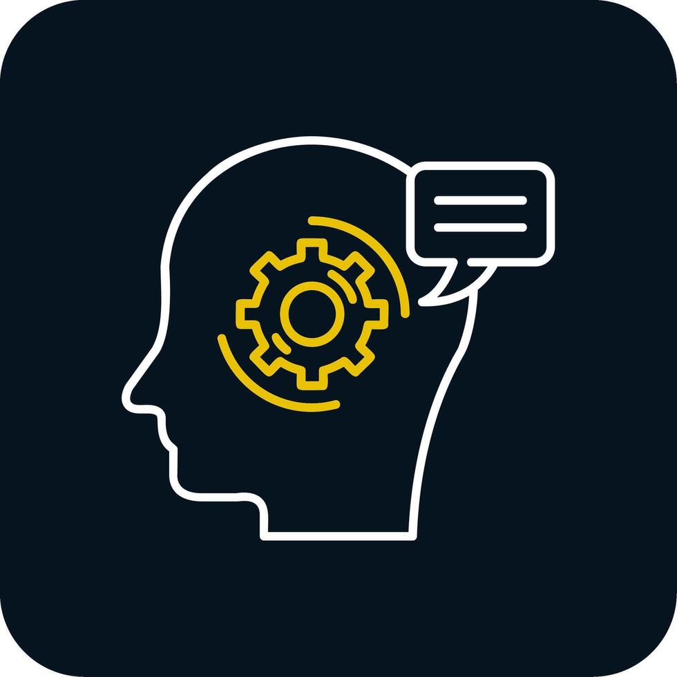 Thinking Line Yellow White Icon vector