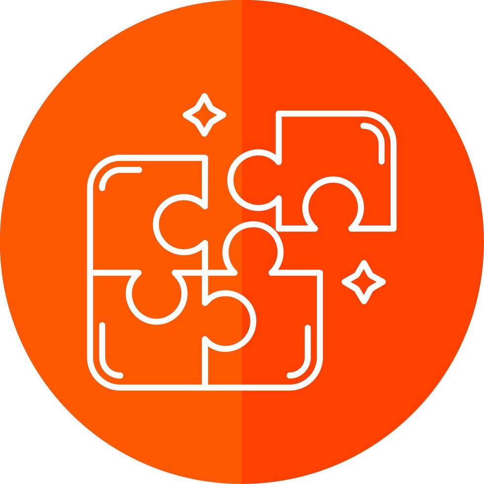 Puzzle Line Red Circle Icon vector