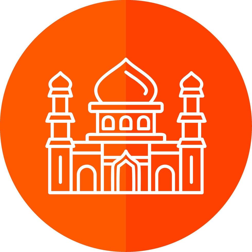 Mosque Line Red Circle Icon vector