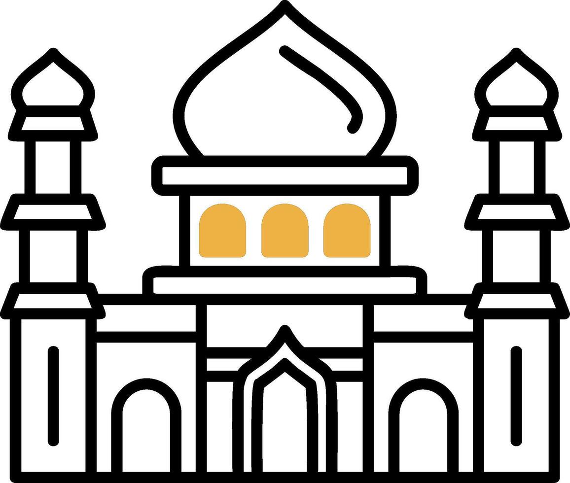 Mosque Skined Filled Icon vector
