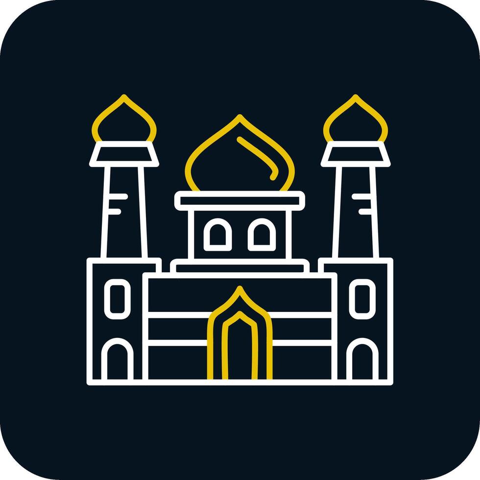 mezquita línea amarillo blanco icono vector