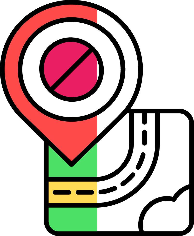 Forbidden Filled Half Cut Icon vector