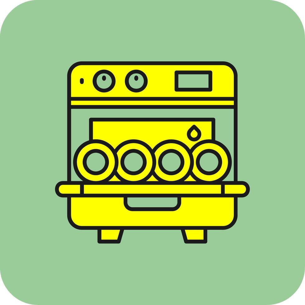 Dishwasher Filled Yellow Icon vector