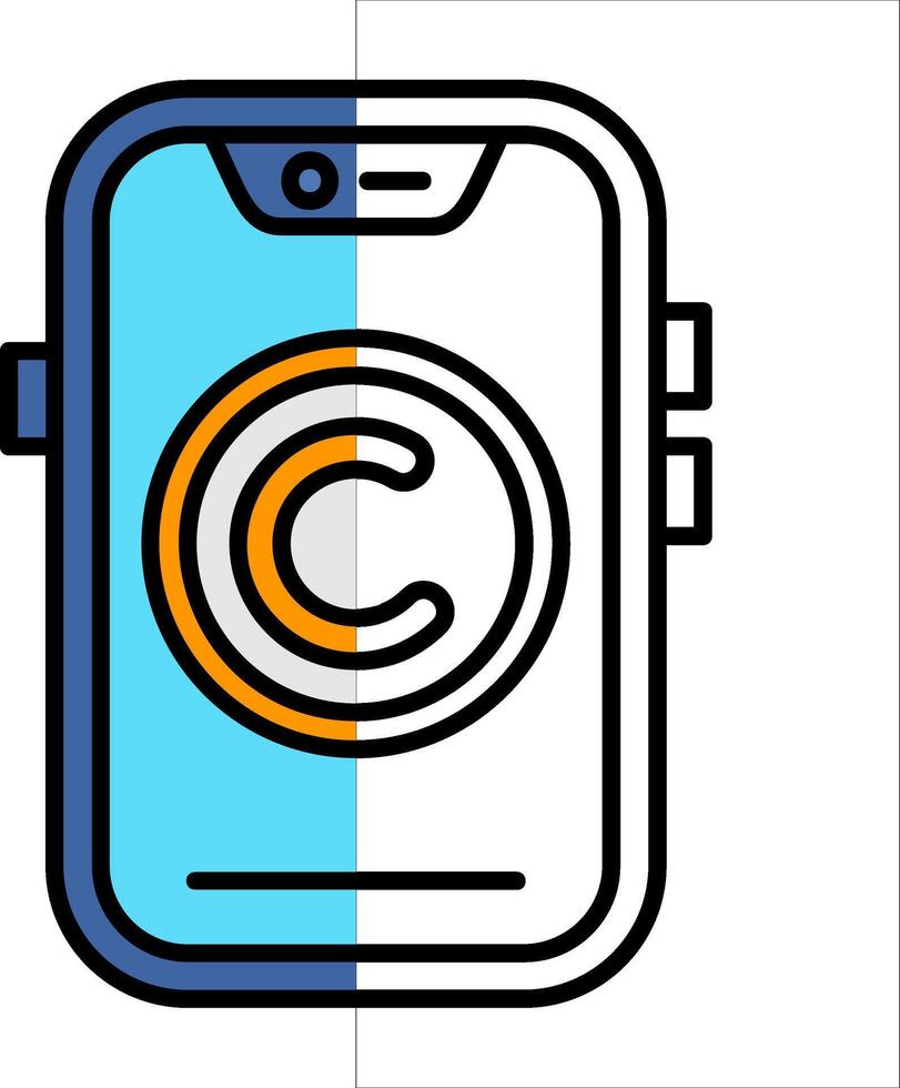 derechos de autor lleno medio cortar icono vector