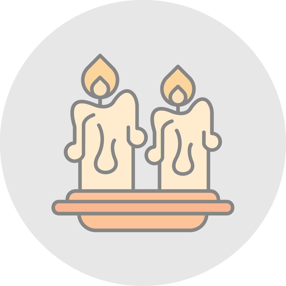 Candles Line Filled Light Circle Icon vector