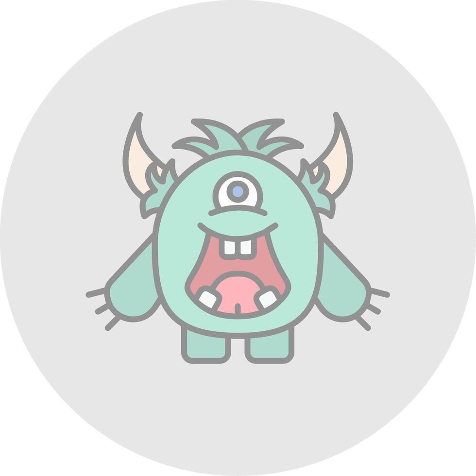 Monster Line Filled Light Circle Icon vector