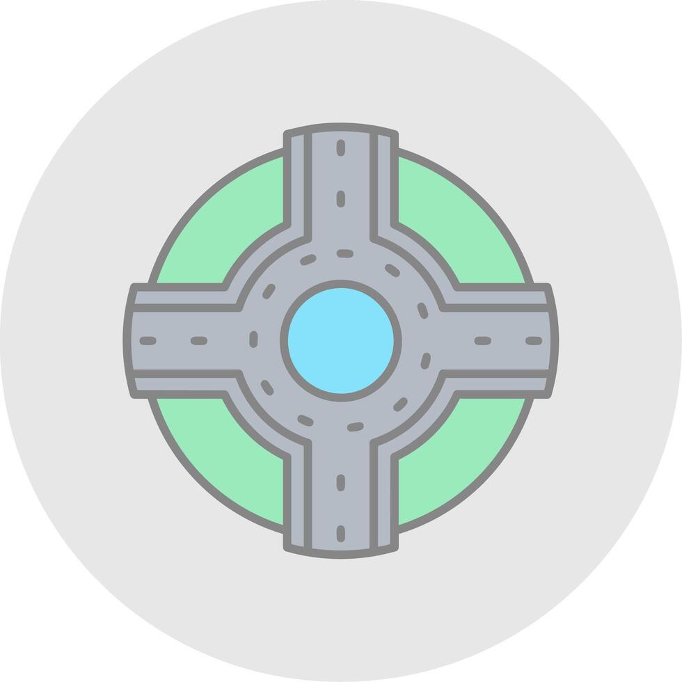 Roundabout Line Filled Light Circle Icon vector