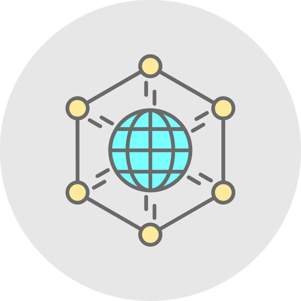 Network Line Filled Light Circle Icon vector