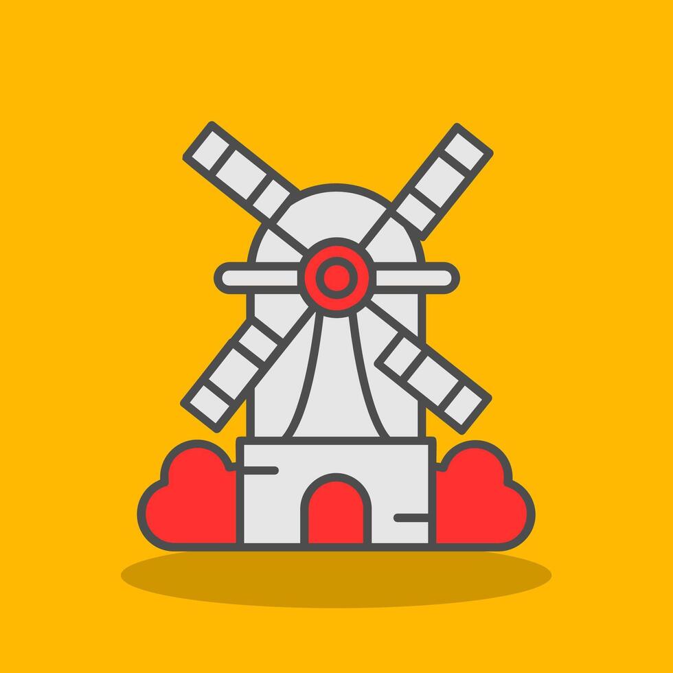 Windmill Filled Shadow Icon vector