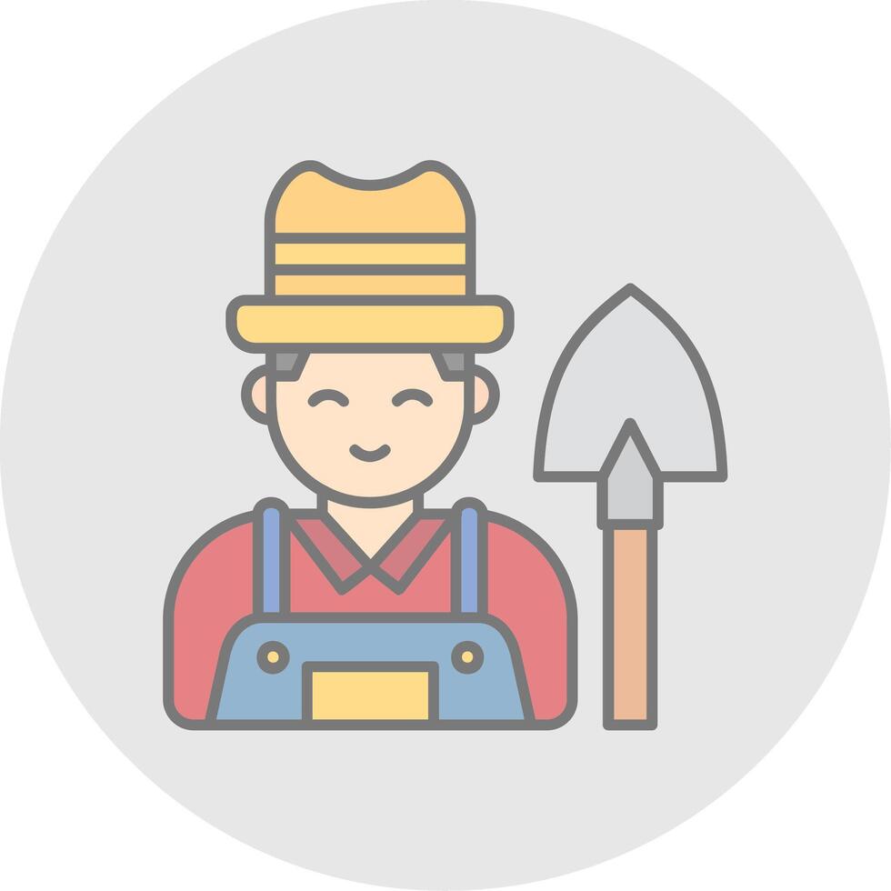 Farmer Line Filled Light Circle Icon vector