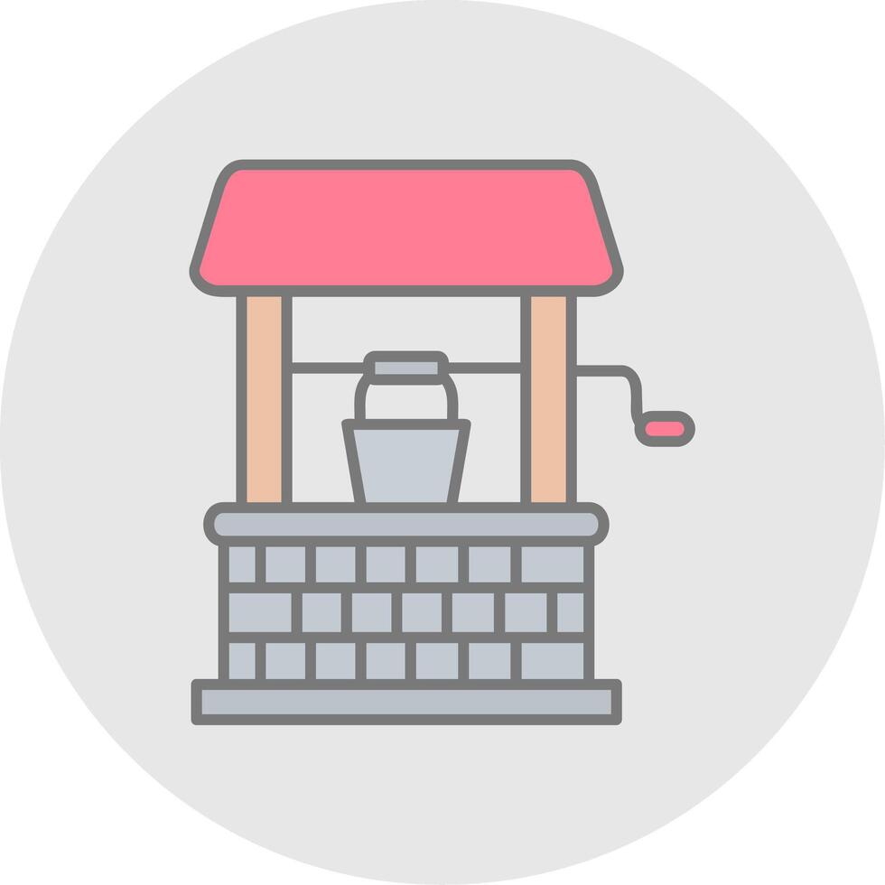 Well Line Filled Light Circle Icon vector