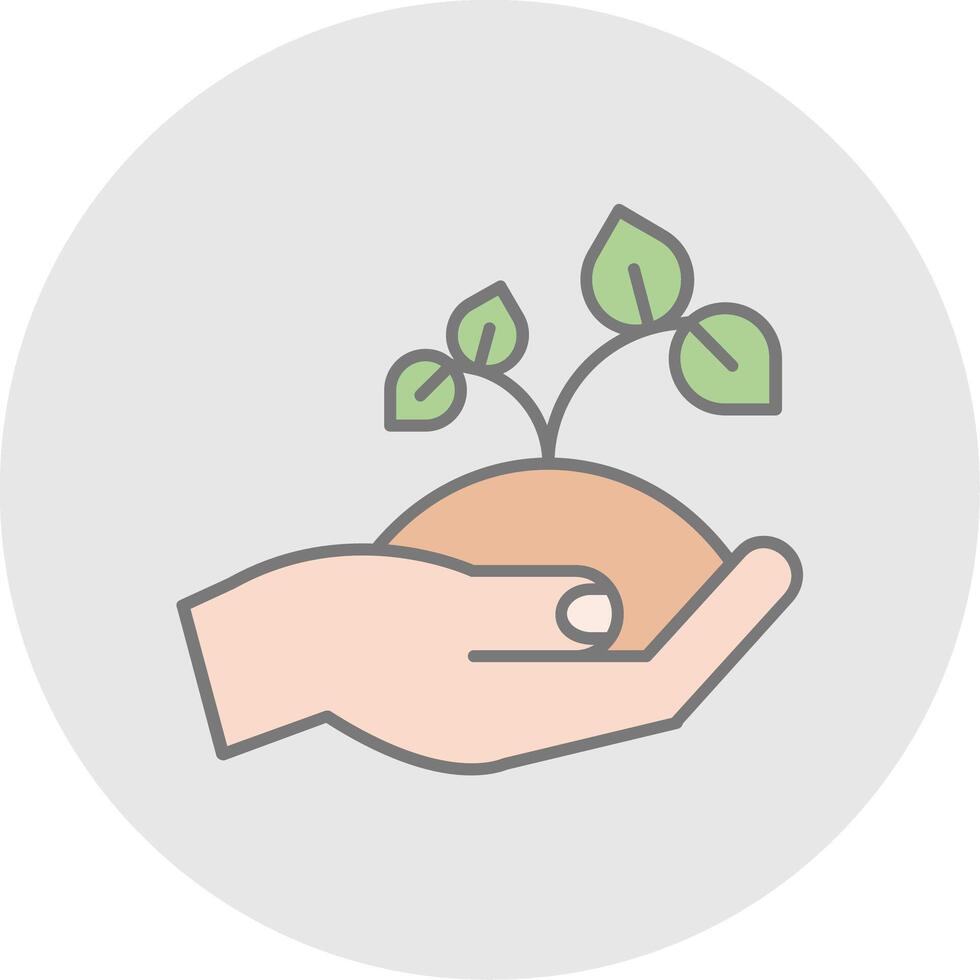 Sprout Line Filled Light Circle Icon vector