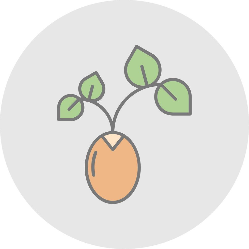 Sprout Line Filled Light Circle Icon vector