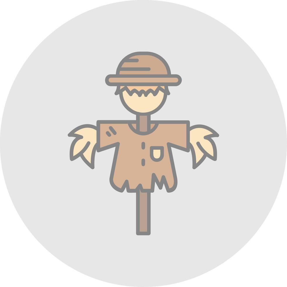 Scarecrow Line Filled Light Circle Icon vector