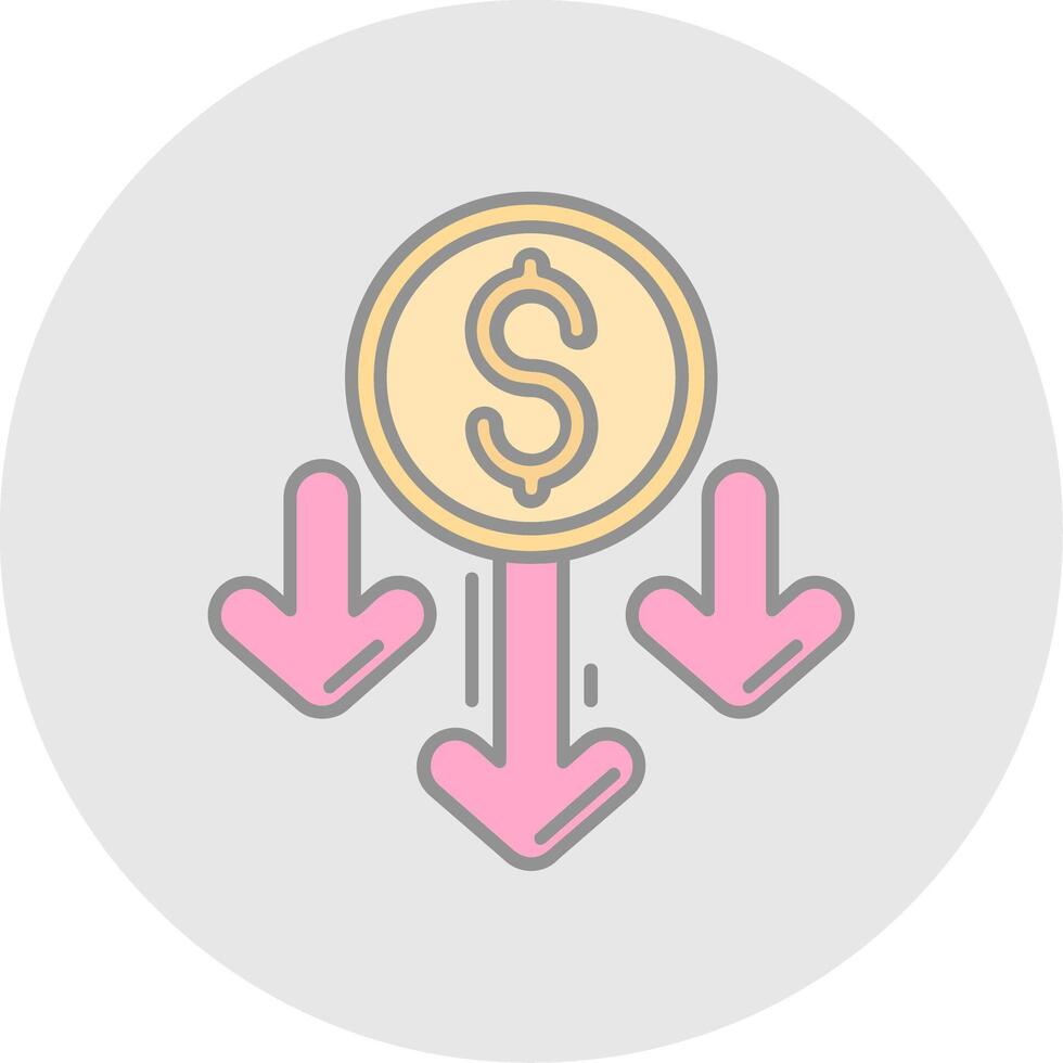 Decrease Line Filled Light Circle Icon vector