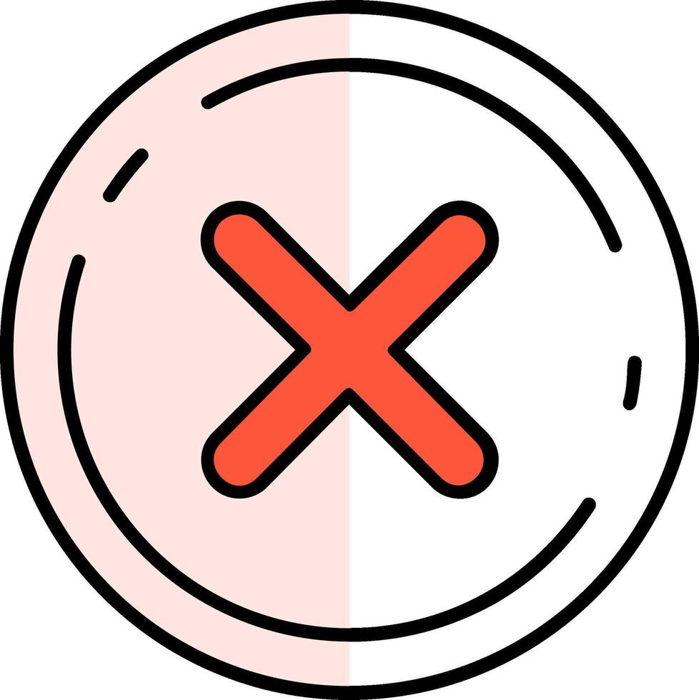 Cancel Filled Half Cut Icon vector