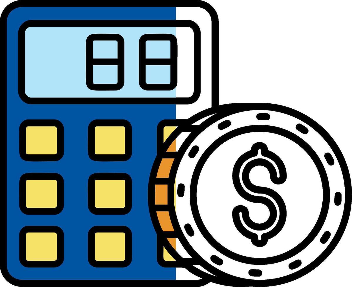 Calculator Filled Half Cut Icon vector