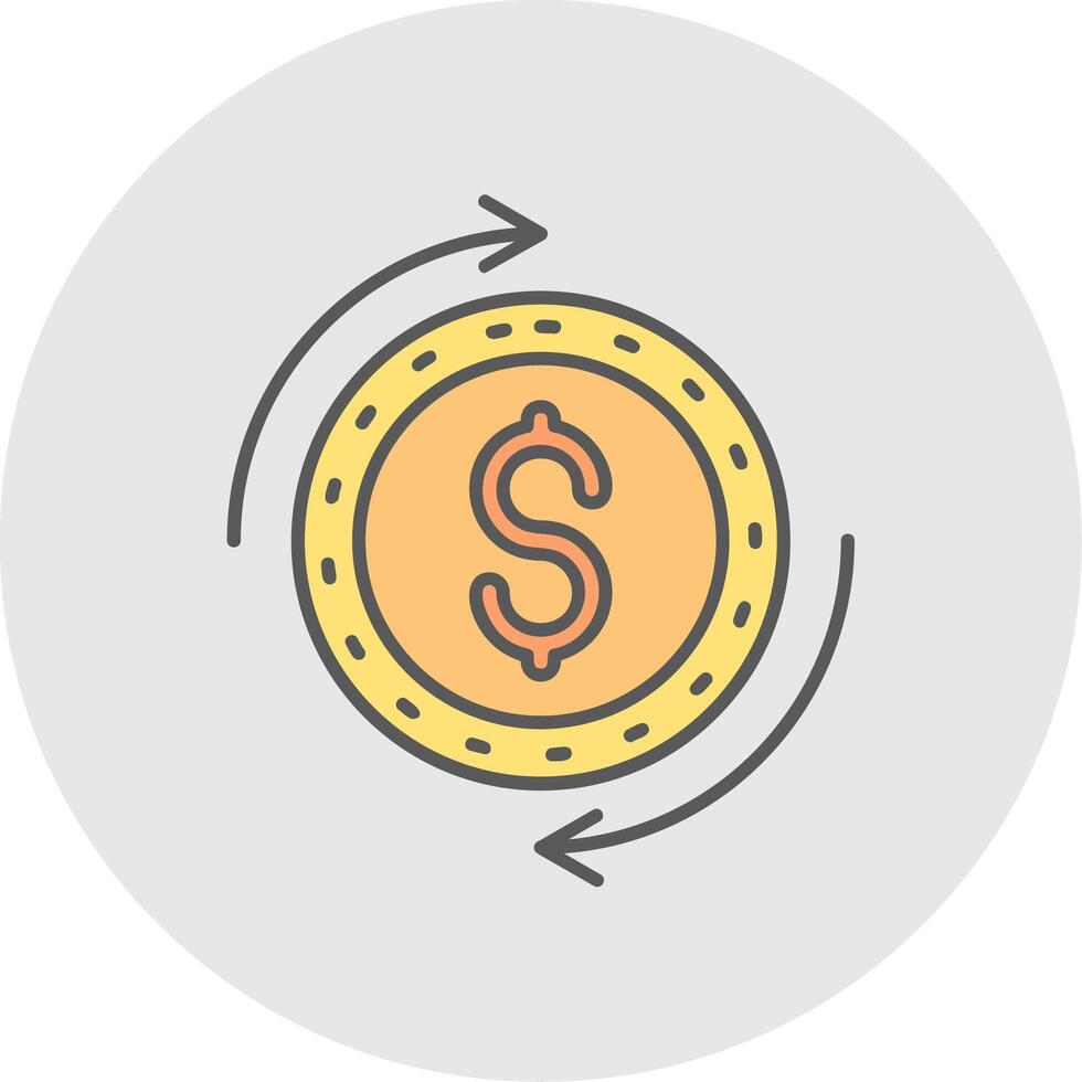 Dollar Line Filled Light Circle Icon vector