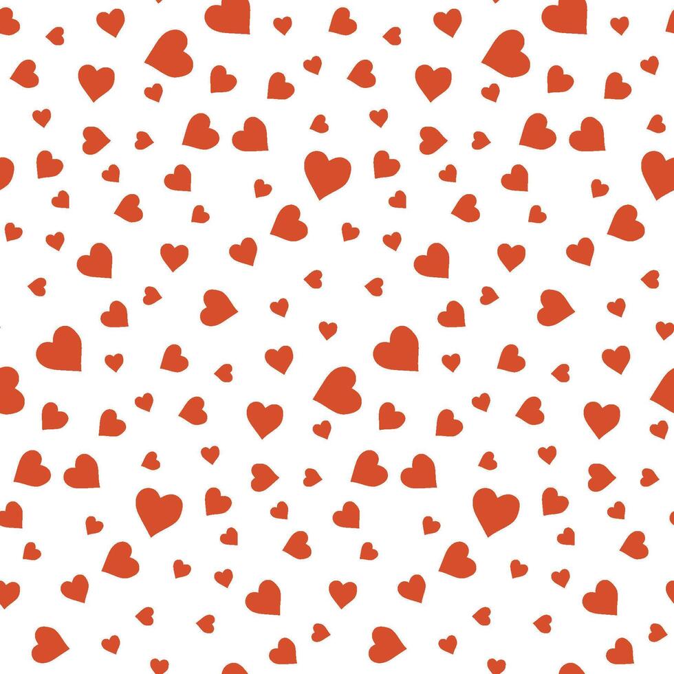 Seamless background with scattering of red heart. Valentine's day backdrop. Pattern vector