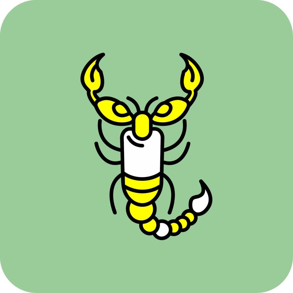 escorpión lleno amarillo icono vector