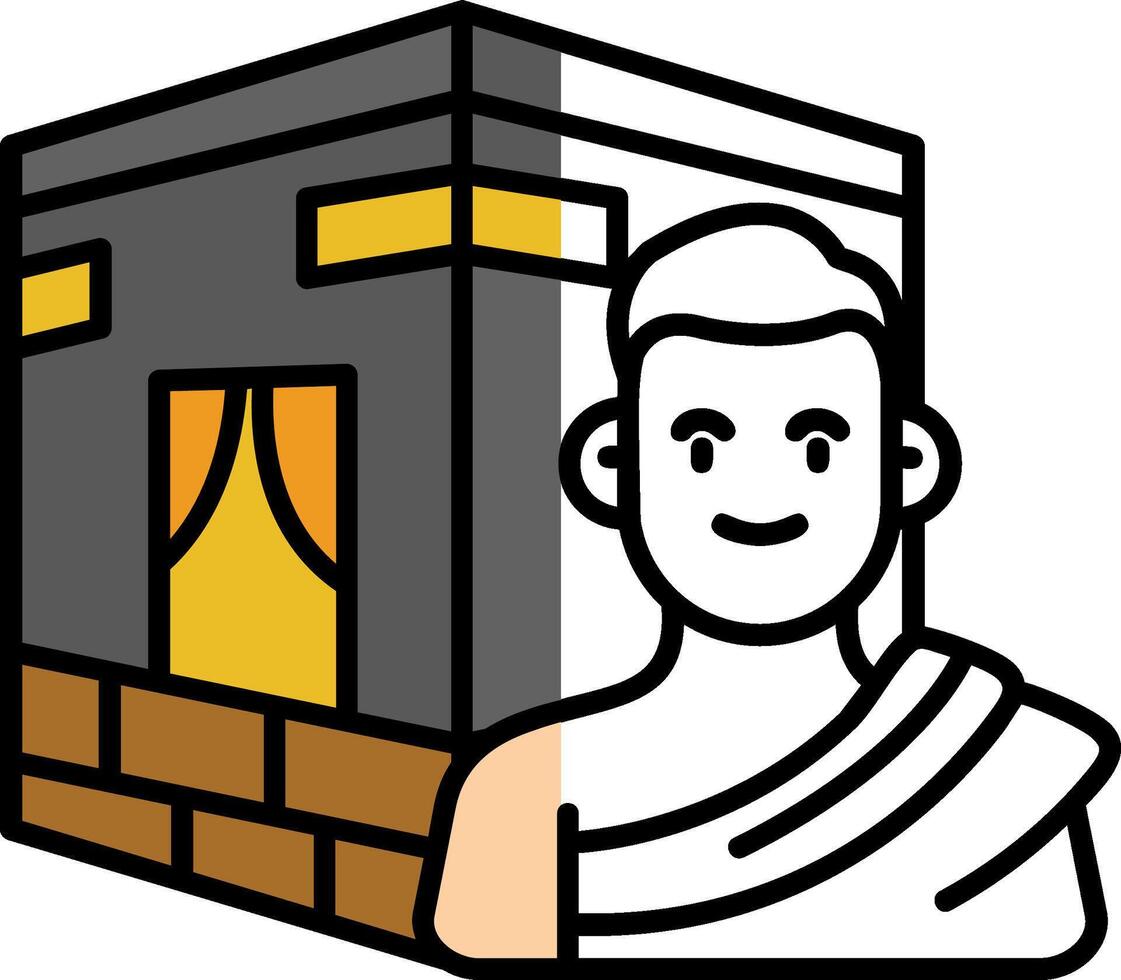 Umrah Filled Half Cut Icon vector