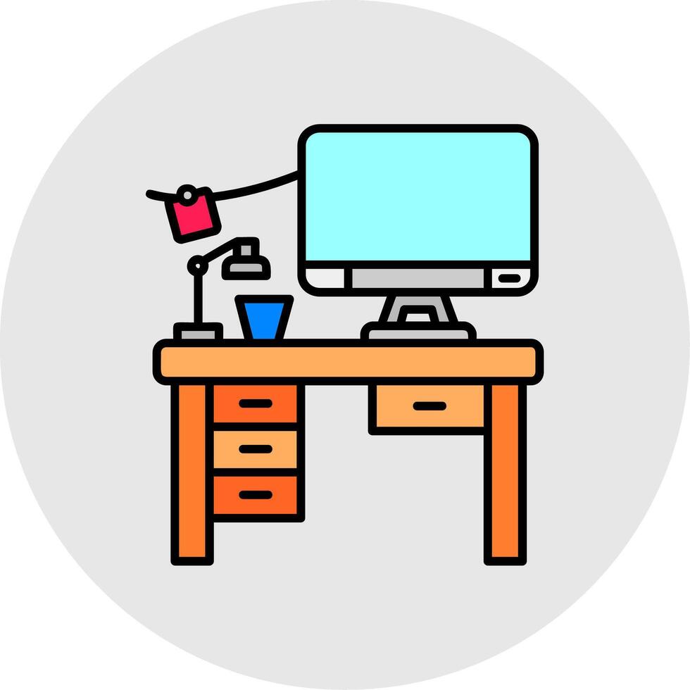 espacio de trabajo línea lleno ligero circulo icono vector