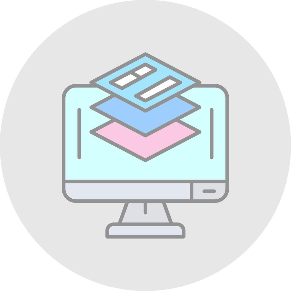 Layer Line Filled Light Circle Icon vector