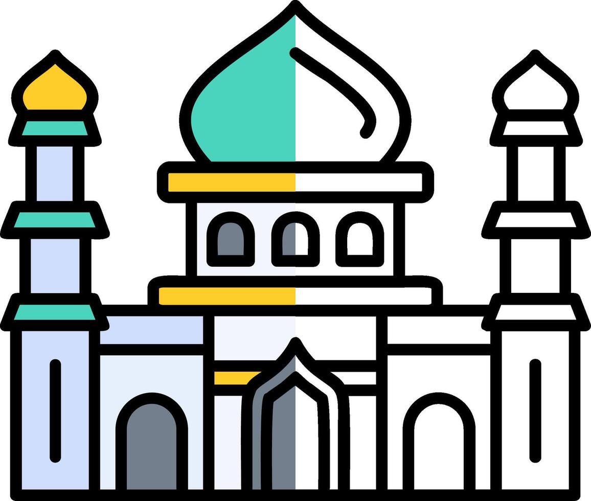 Mosque Filled Half Cut Icon vector