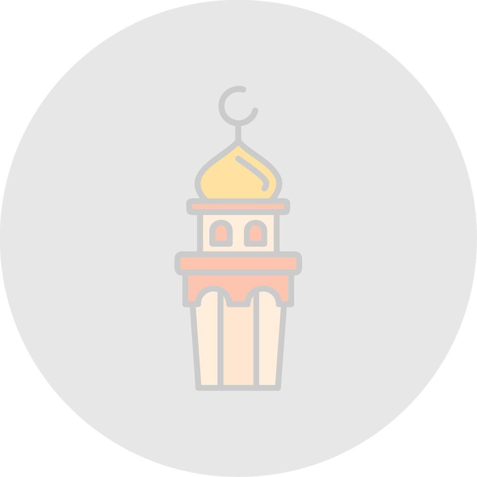 Minaret Line Filled Light Circle Icon vector