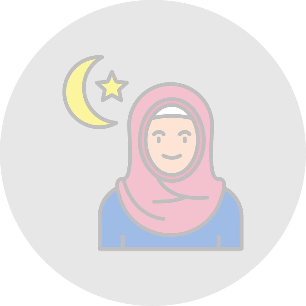 Muslim Line Filled Light Circle Icon vector