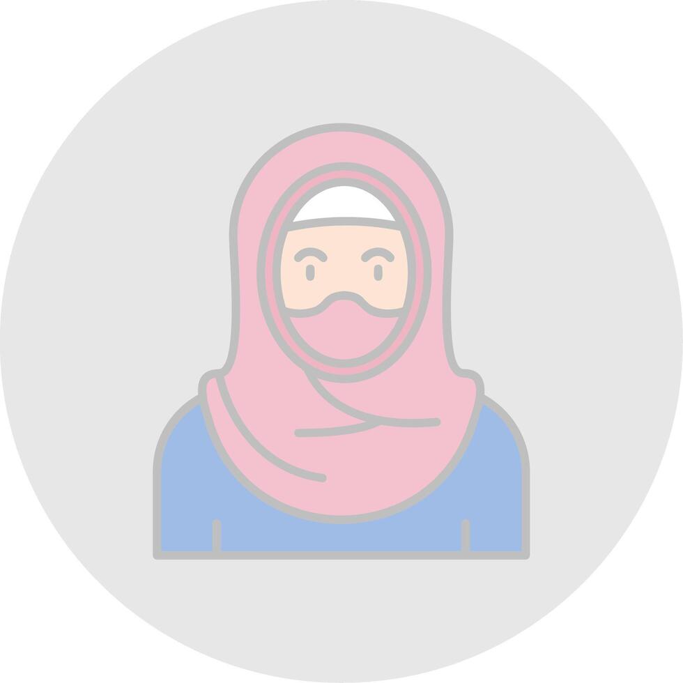 Muslim Line Filled Light Circle Icon vector