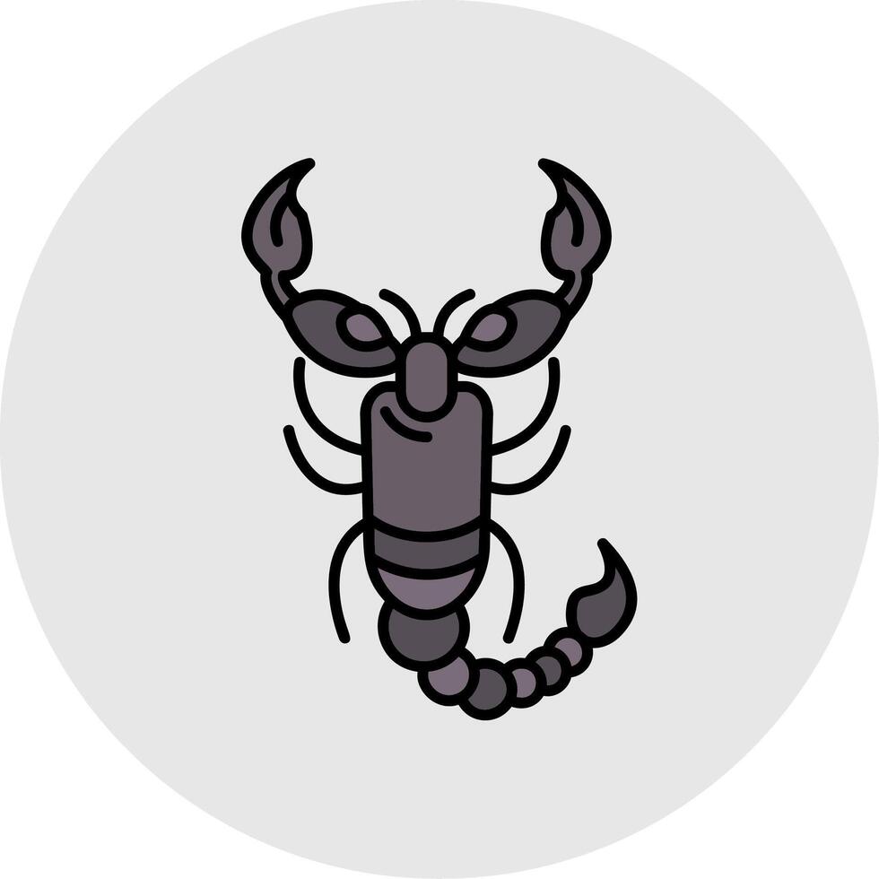 Scorpion Line Filled Light Circle Icon vector