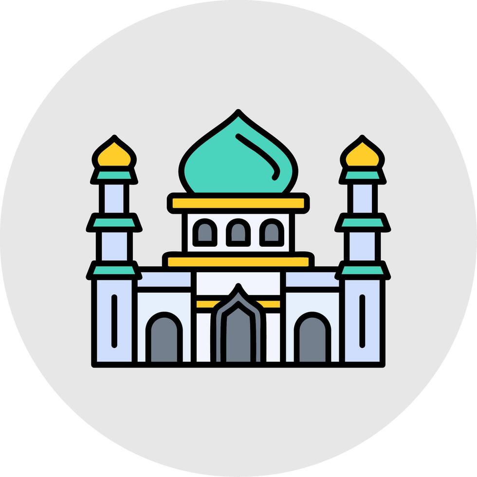 mezquita línea lleno ligero circulo icono vector