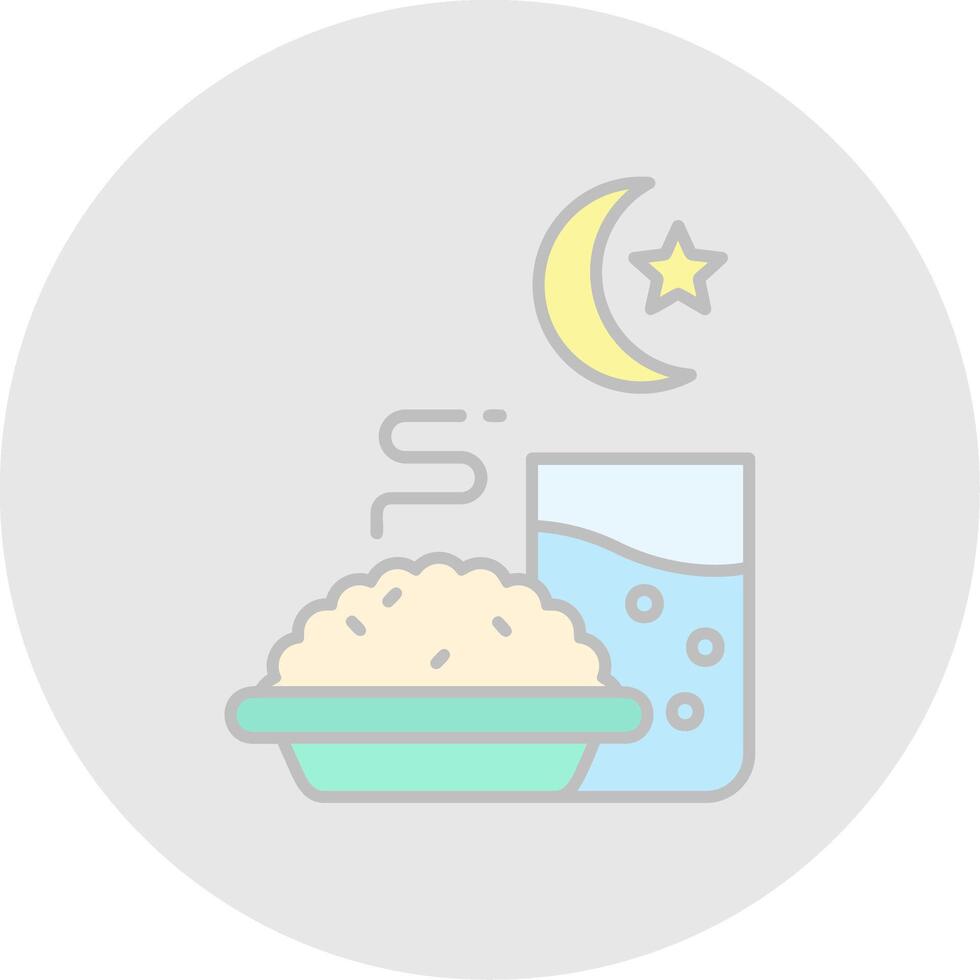 Iftar Line Filled Light Circle Icon vector