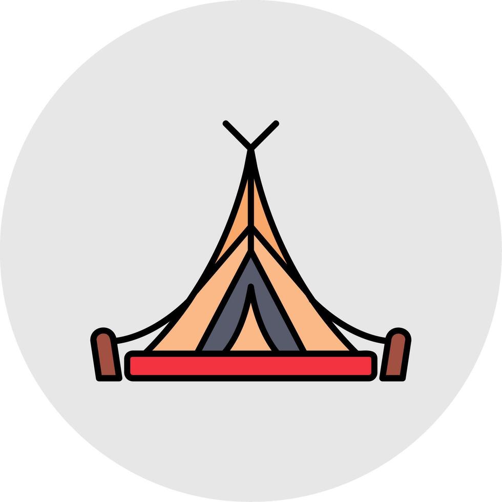 Tent Line Filled Light Circle Icon vector