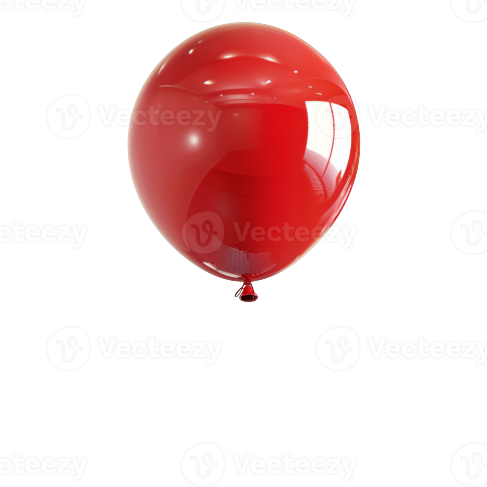 AI generated Shiny red balloon with reflective surface on transparent background - stock png. png