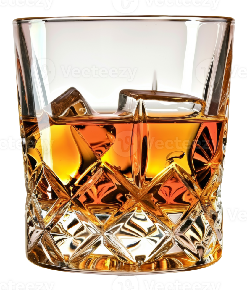 ai genererad whisky i en skära kristall glas på transparent bakgrund - stock png. png