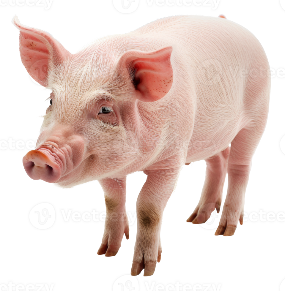 AI generated Young pink piglet on transparent background - stock png. png