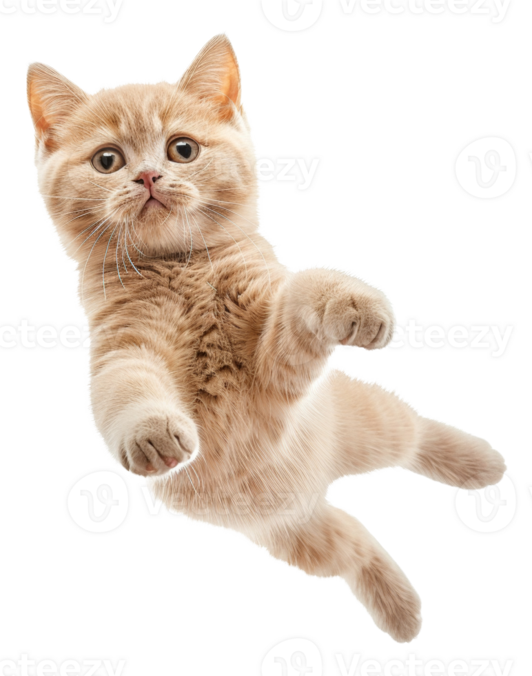 AI generated Ginger tabby cat floating playfully on transparent background - stock png. png